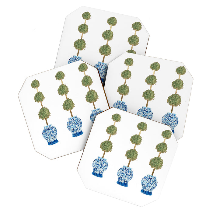 Three Hand Painted Topiary Topiaries  Coaster Gallery Image 1