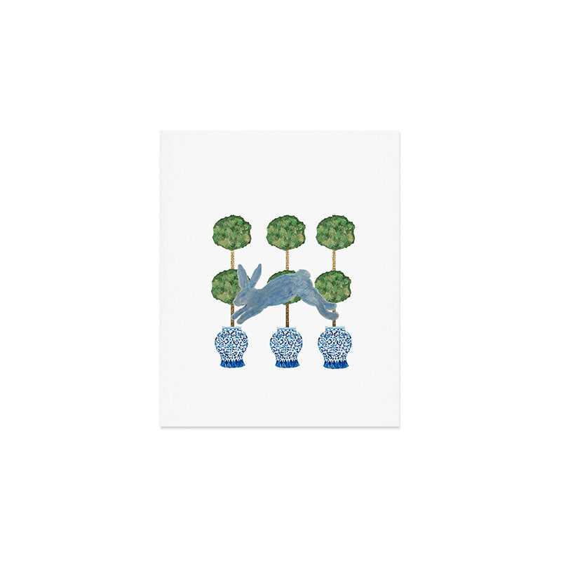 Topiary Country French Bunny Rabbit Ginger Jars Art Print Gallery Image 1