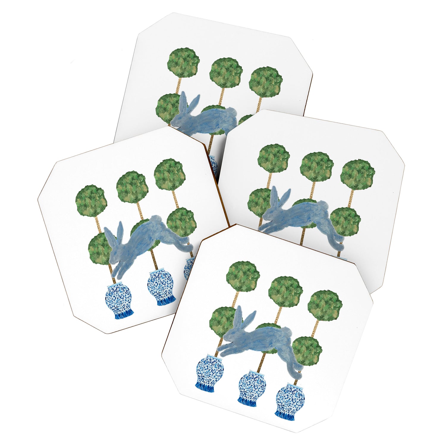 Topiary Country French Bunny Rabbit Ginger Jars Coaster Gallery Image 1