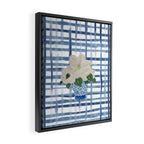 Watercolor Gingham Magnolias Ginger Jar Painting  Framed Canvas Print Gallery Image 2