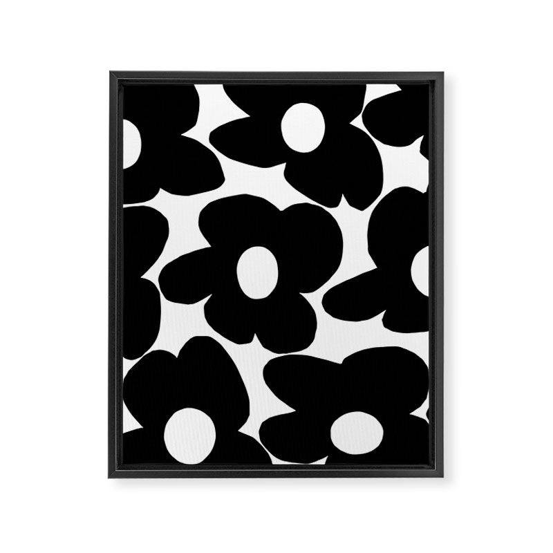 Black Retro Flowers White Background #decor #society6 #buyart Framed Canvas Print Gallery Image 8