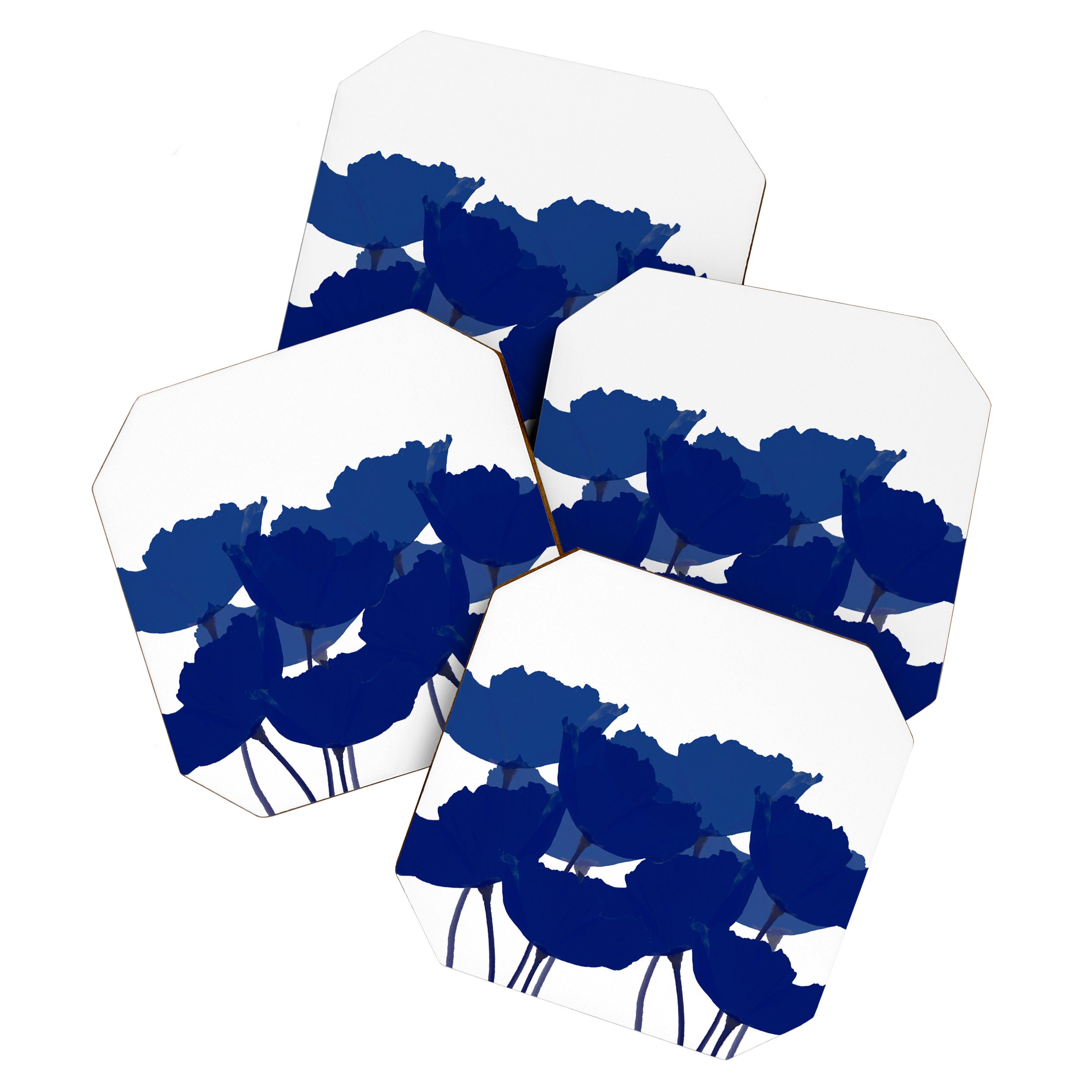 Blue Poppy Flowers on White Background #decor #society6 #buyart Coaster Gallery Image 1