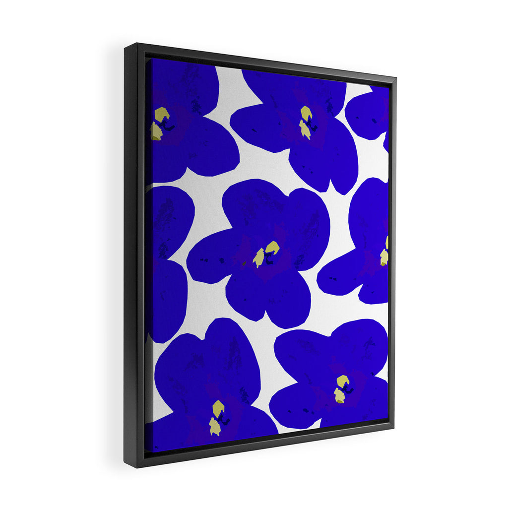 Blue Retro Flowers #decor #society6 #buyart Framed Canvas Print Gallery Image 2