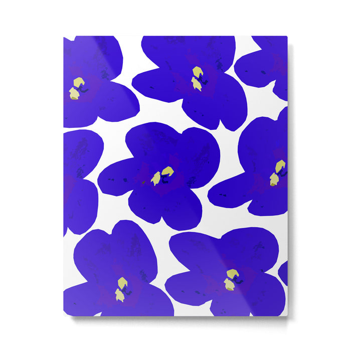 Blue Retro Flowers #decor #society6 #buyart Metal Print Gallery Image 1
