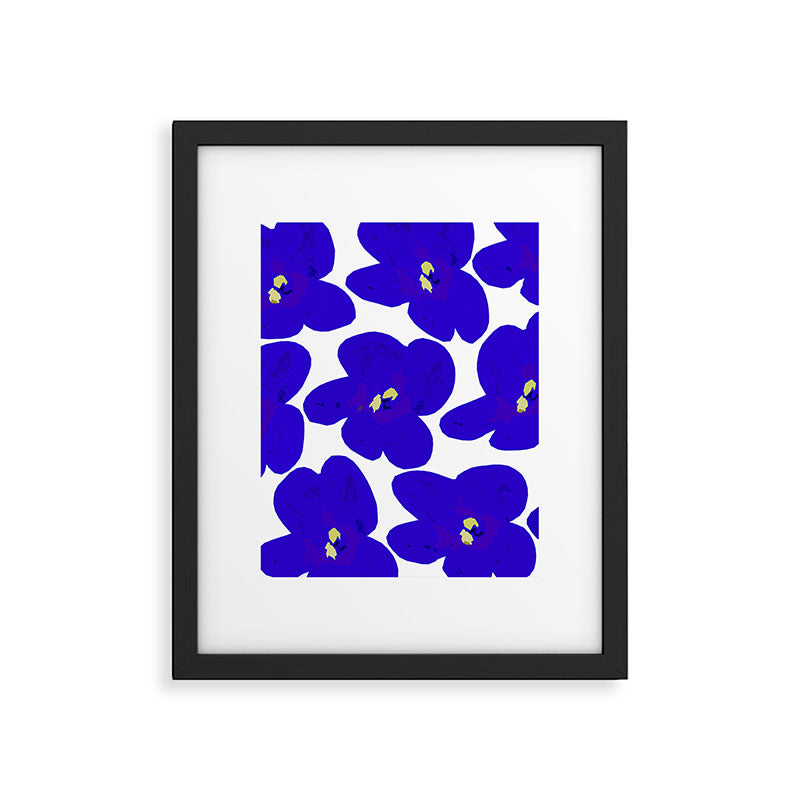 Blue Retro Flowers #decor #society6 #buyart Framed Art Print Gallery Image 6