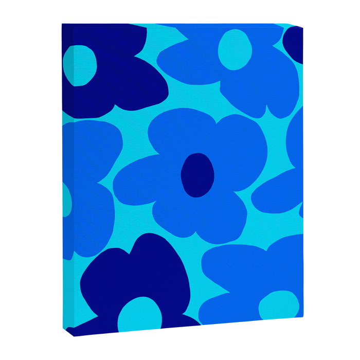 Blue Retro Flowers Pastel Blue Background #decor #society6 #buyart Canvas Print Gallery Image 1