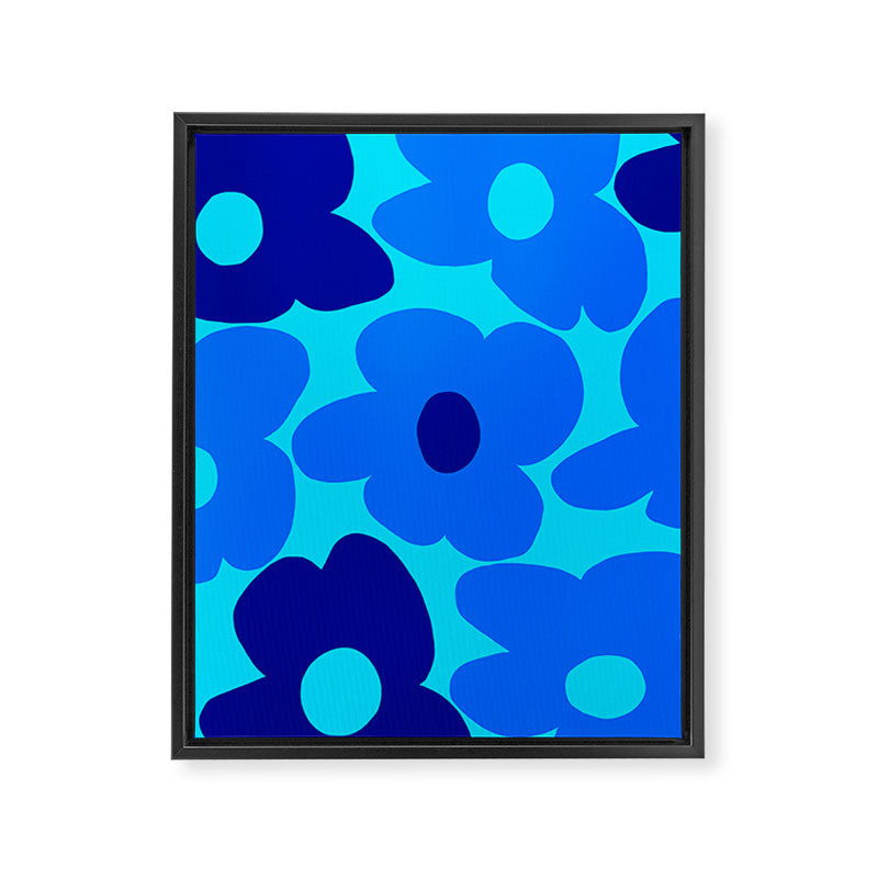 Blue Retro Flowers Pastel Blue Background #decor #society6 #buyart Framed Canvas Print Gallery Image 8