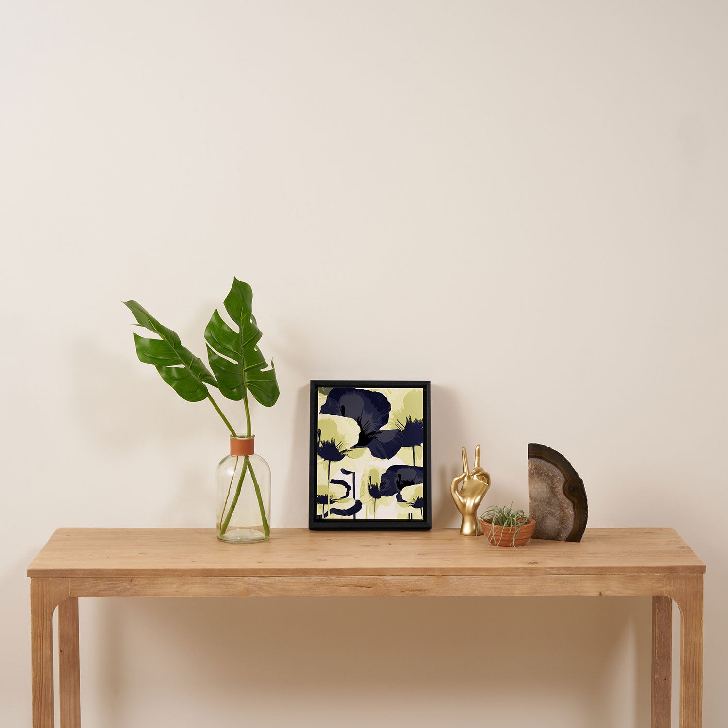 Dark Blue and Light Yellow Poppies On A White Background Fall Mood #decor #society6 #buyart Framed Canvas Print Gallery Image 4