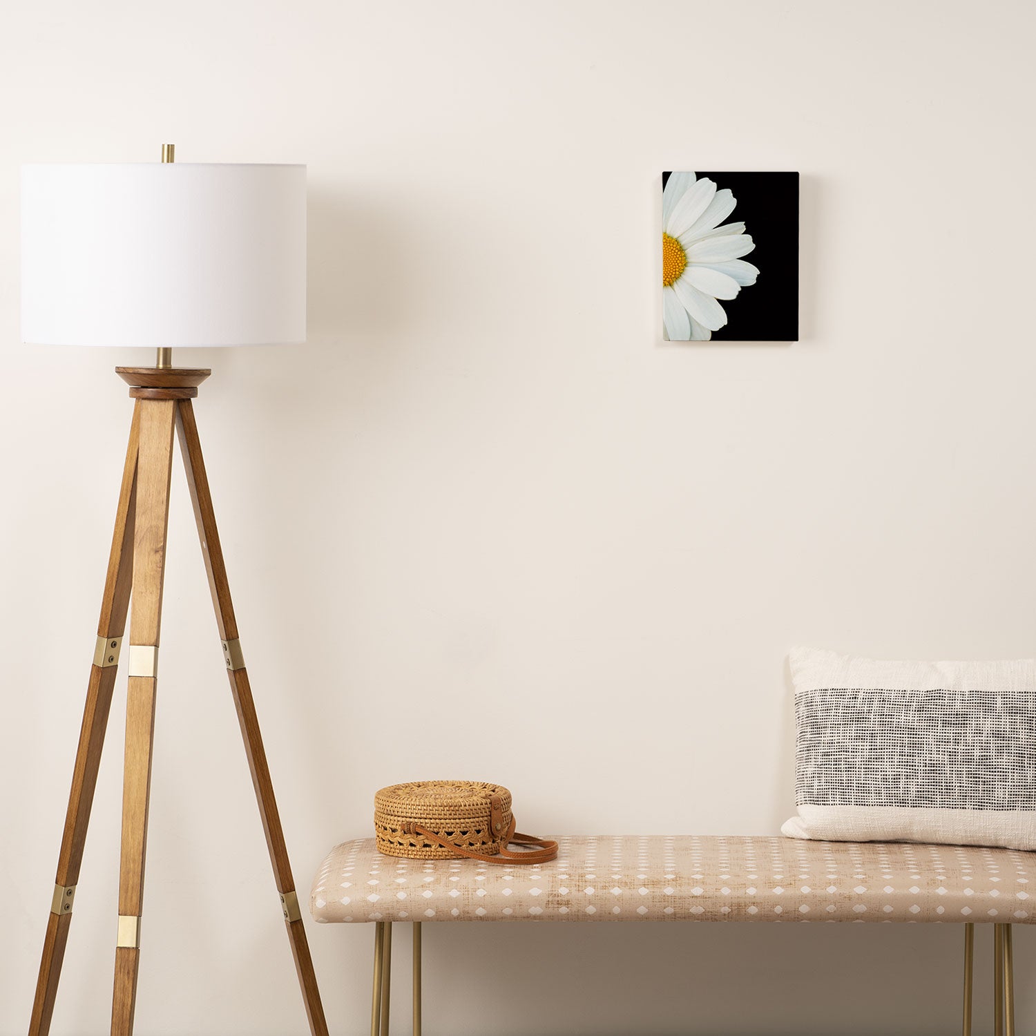 Hello Daisy - White Flower Black Background #decor #society6 #buyart Canvas Print Gallery Image 2