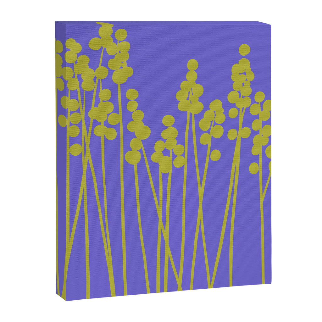 Hello Spring! Baby Green Retro Plants on Summer Purple Lilac #decor #society6 #buyart Canvas Print Gallery Image 8