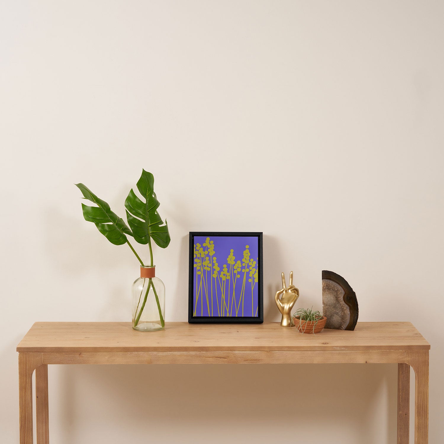 Hello Spring! Baby Green Retro Plants on Summer Purple Lilac #decor #society6 #buyart Framed Canvas Print Gallery Image 4