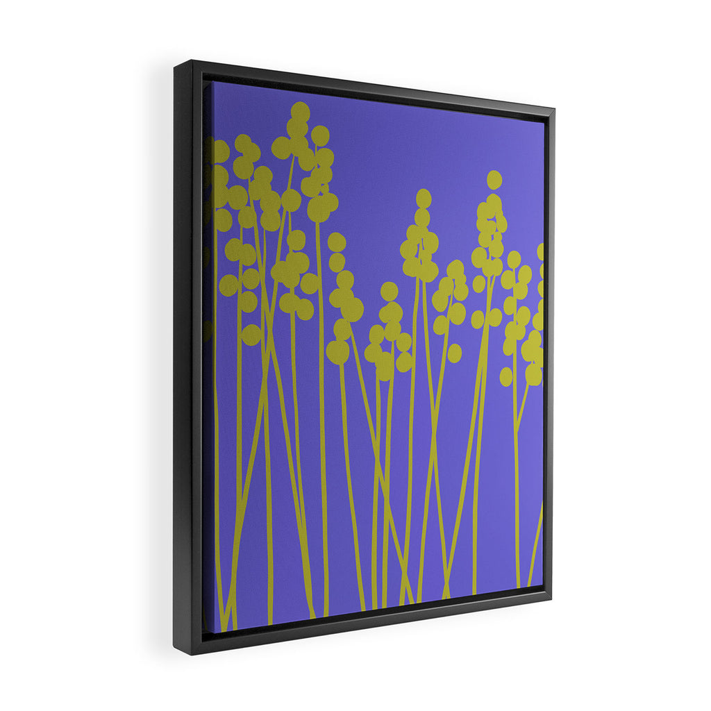Hello Spring! Baby Green Retro Plants on Summer Purple Lilac #decor #society6 #buyart Framed Canvas Print Gallery Image 2