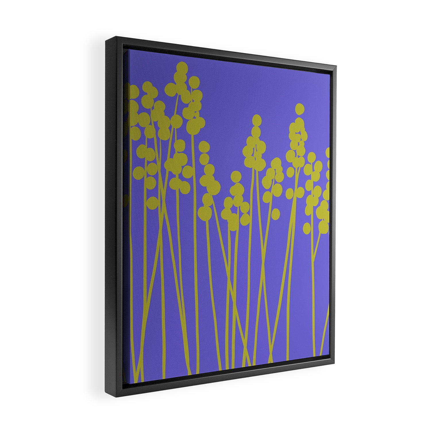 Hello Spring! Baby Green Retro Plants on Summer Purple Lilac #decor #society6 #buyart Framed Canvas Print Gallery Image 2