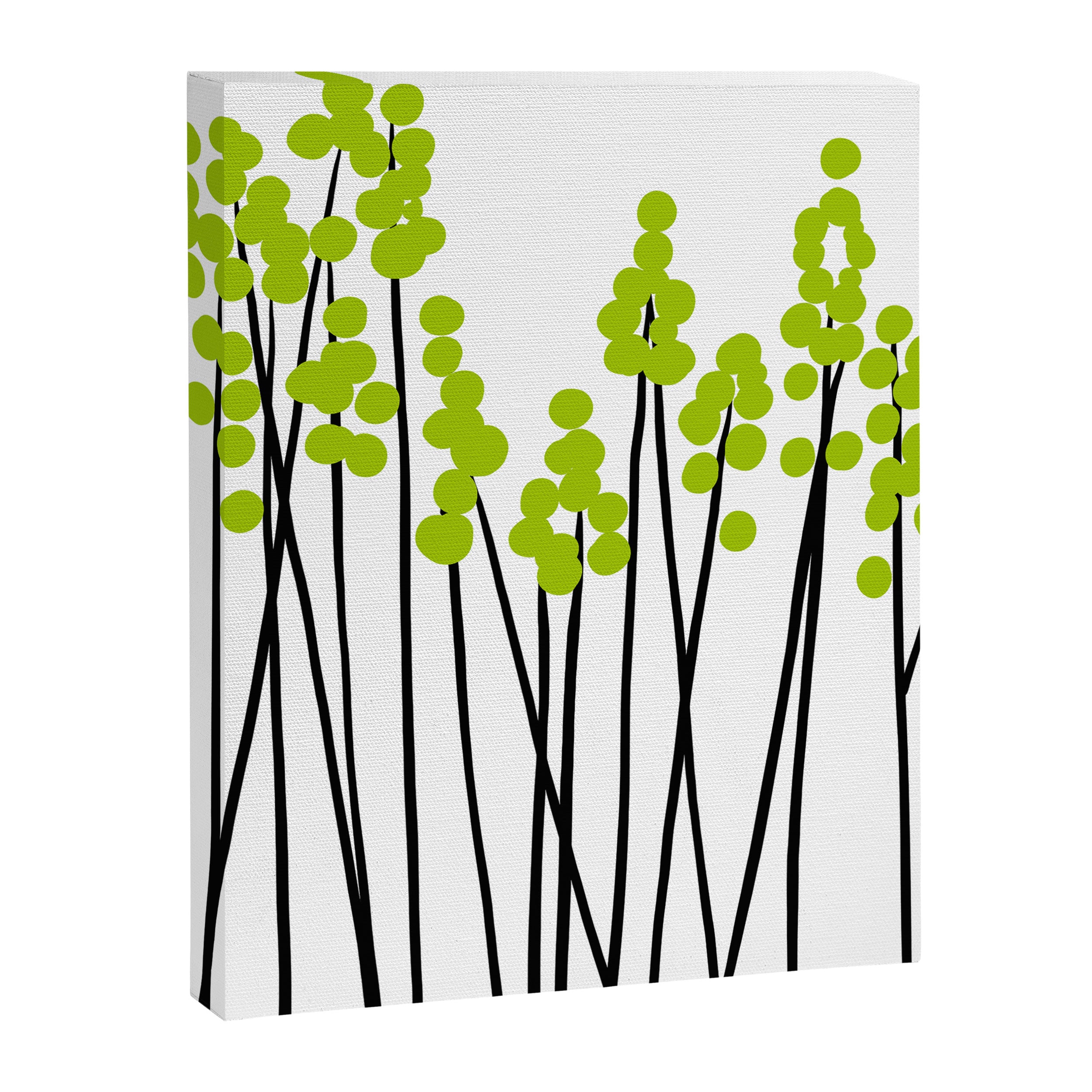Hello Spring! Green/Black Retro Plants on White #decor #society6 #buyart Canvas Print Gallery Image 8