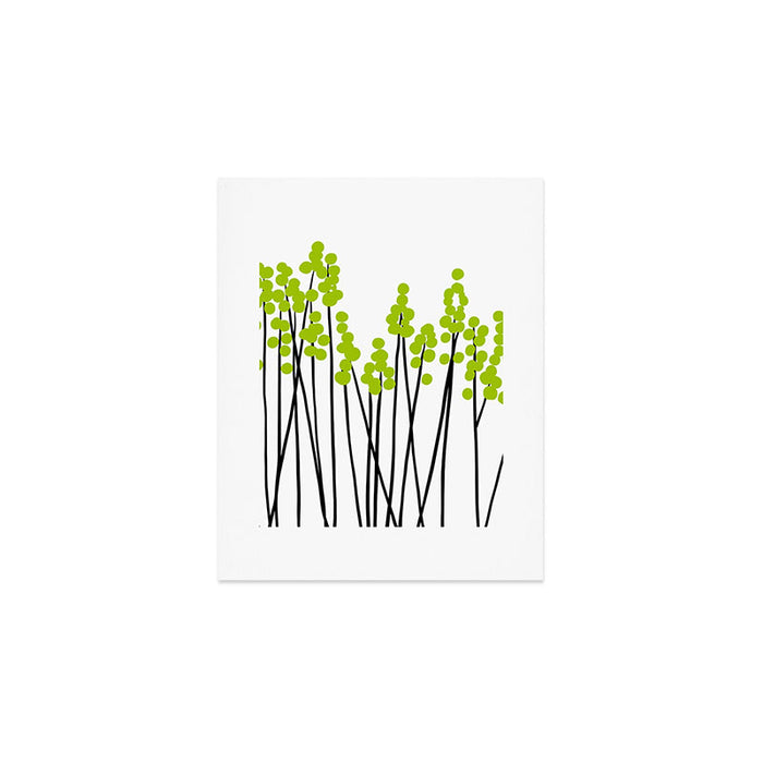 Hello Spring! Green/Black Retro Plants on White #decor #society6 #buyart Art Print Gallery Image 1