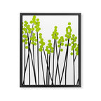 Hello Spring! Green/Black Retro Plants on White #decor #society6 #buyart Framed Canvas Print Gallery Image 8