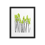 Hello Spring! Green/Black Retro Plants on White #decor #society6 #buyart Framed Art Print Gallery Image 6