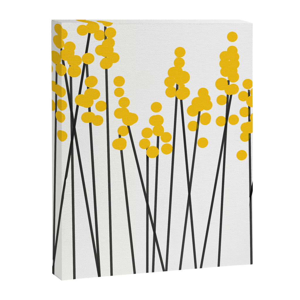 Hello Spring! Yellow/Black Retro Plants on White #decor #society6 #buyart Canvas Print Gallery Image 8