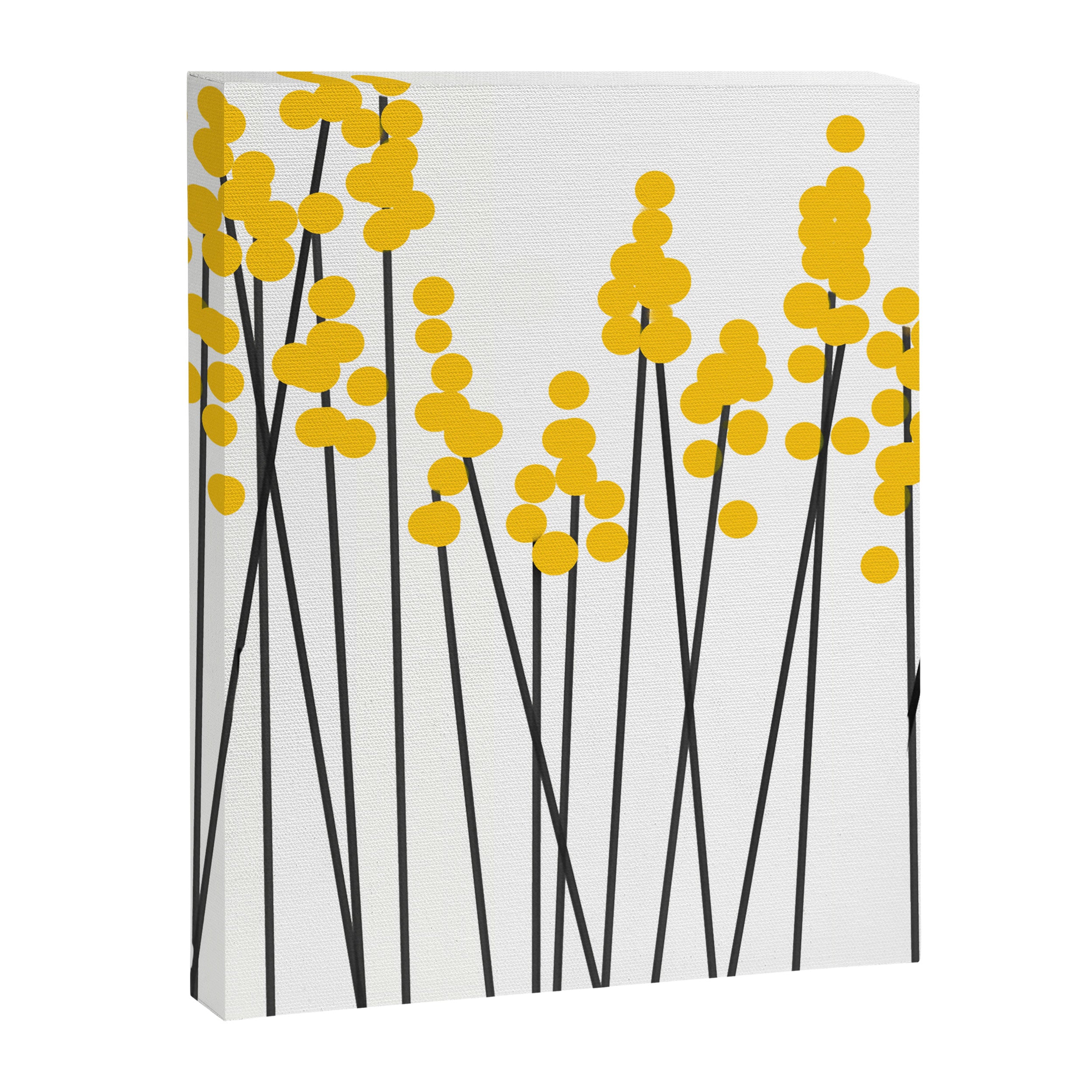 Hello Spring! Yellow/Black Retro Plants on White #decor #society6 #buyart Canvas Print Gallery Image 8