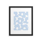 Large Baby Blue Retro Flowers White Background #decor #society6 #buyart Framed Art Print Gallery Image 4