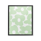 Large Baby Green Retro Flowers White Background #decor #society6 #buyart Framed Canvas Print Gallery Image 8
