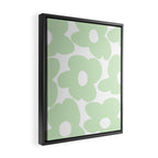 Large Baby Green Retro Flowers White Background #decor #society6 #buyart Framed Canvas Print Gallery Image 2