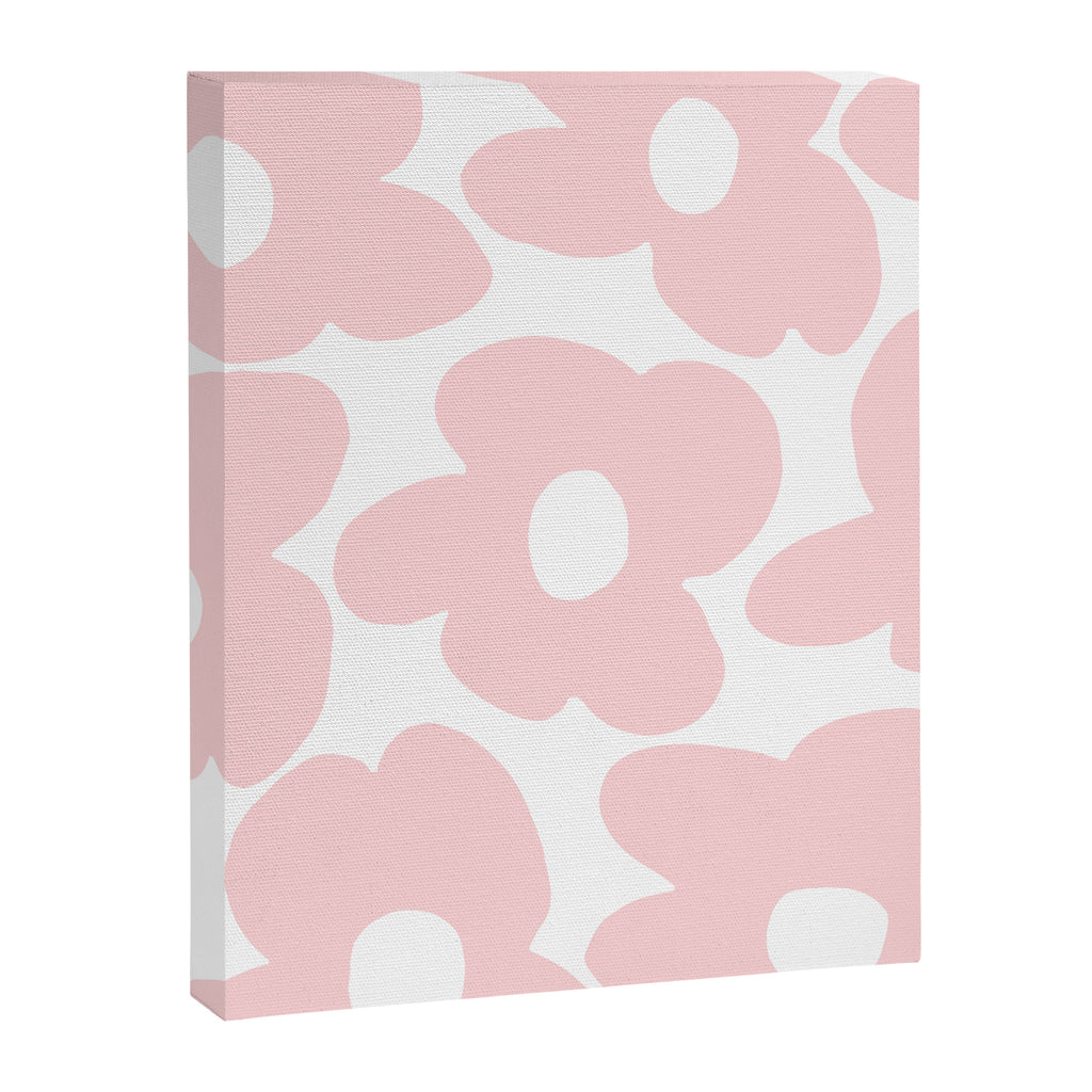 Large Baby Pink Retro Flowers on White Background #decor #society6 #buyart Canvas Print Gallery Image 8