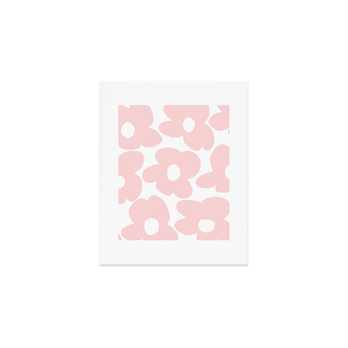 Large Baby Pink Retro Flowers on White Background #decor #society6 #buyart Art Print Gallery Image 1