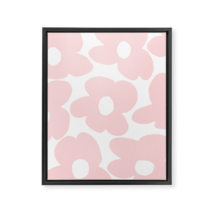 Large Baby Pink Retro Flowers on White Background #decor #society6 #buyart Framed Canvas Print Gallery Image 1