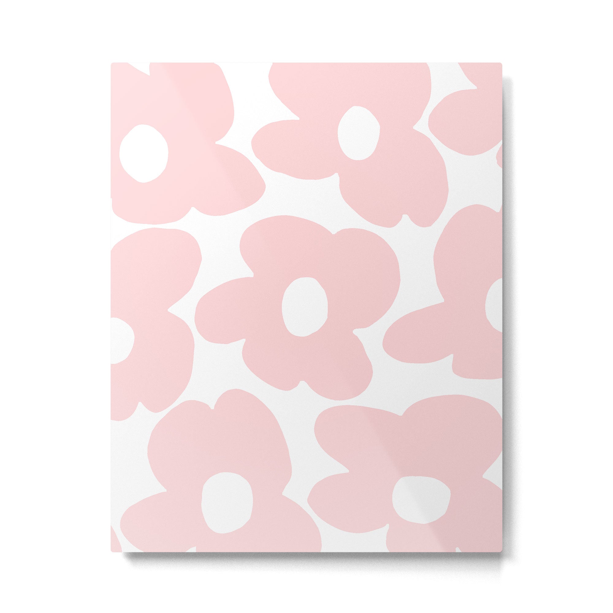 Large Baby Pink Retro Flowers on White Background #decor #society6 #buyart Metal Print Gallery Image 6
