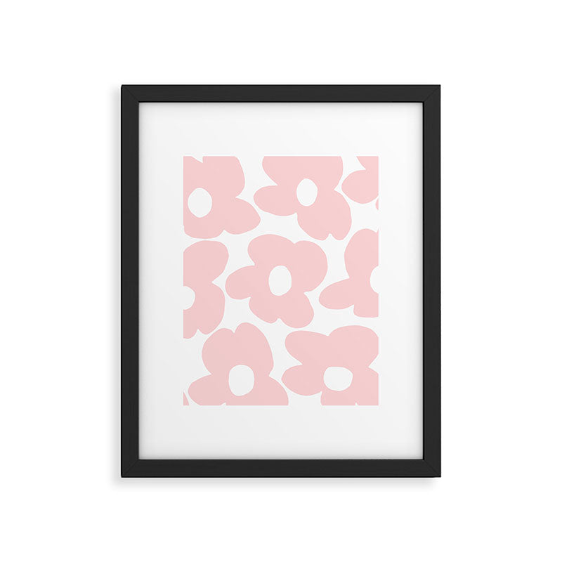 Large Baby Pink Retro Flowers on White Background #decor #society6 #buyart Framed Art Print Gallery Image 6