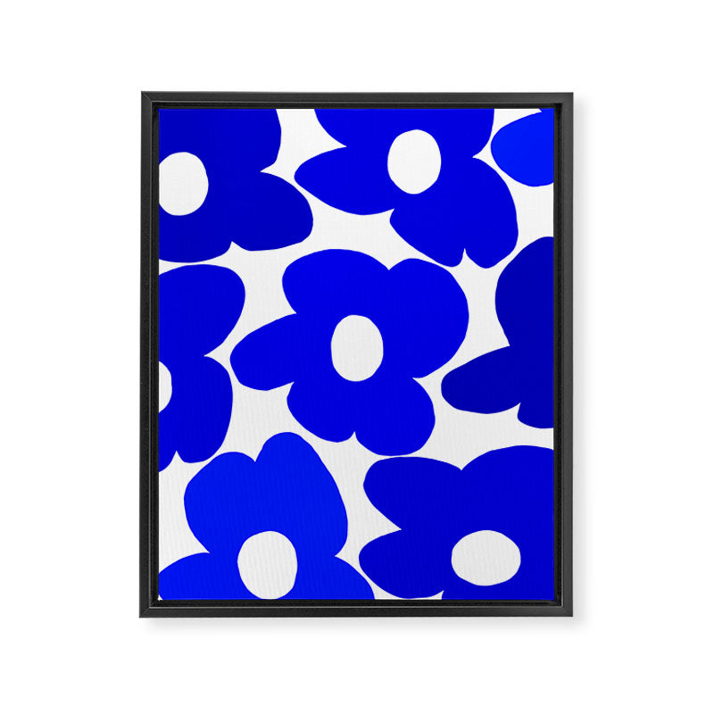 Large Blue Retro Flowers White Background Fresh Blue And White  #decor #society6 #buyart Framed Canvas Print Gallery Image 8