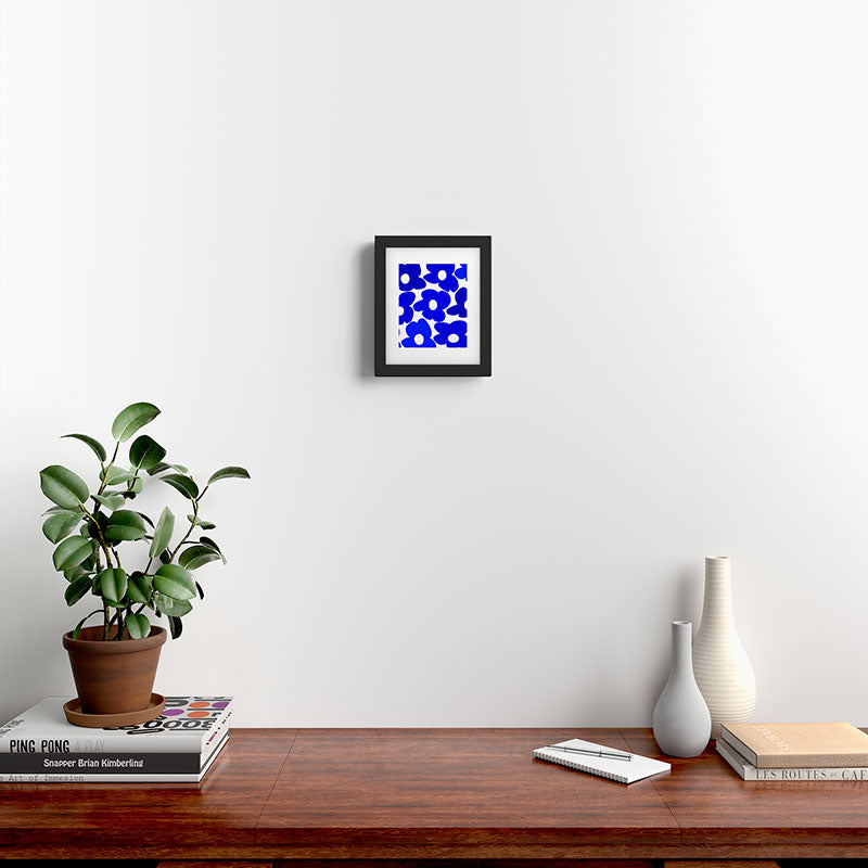 Large Blue Retro Flowers White Background Fresh Blue And White  #decor #society6 #buyart Framed Art Print Gallery Image 2