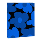 Large Bright Blue Retro Flowers Dark Background #decor #society6 #buyart Canvas Print Gallery Image 8