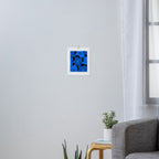 Large Bright Blue Retro Flowers Dark Background #decor #society6 #buyart Art Print Gallery Image 3