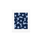 Large Dark Blue Retro Flowers Baby Blue Background #decor #society6 #buyart Art Print Gallery Image 1