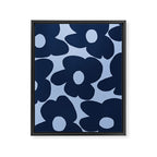 Large Dark Blue Retro Flowers Baby Blue Background #decor #society6 #buyart Framed Canvas Print Gallery Image 8
