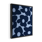Large Dark Blue Retro Flowers Baby Blue Background #decor #society6 #buyart Framed Canvas Print Gallery Image 2