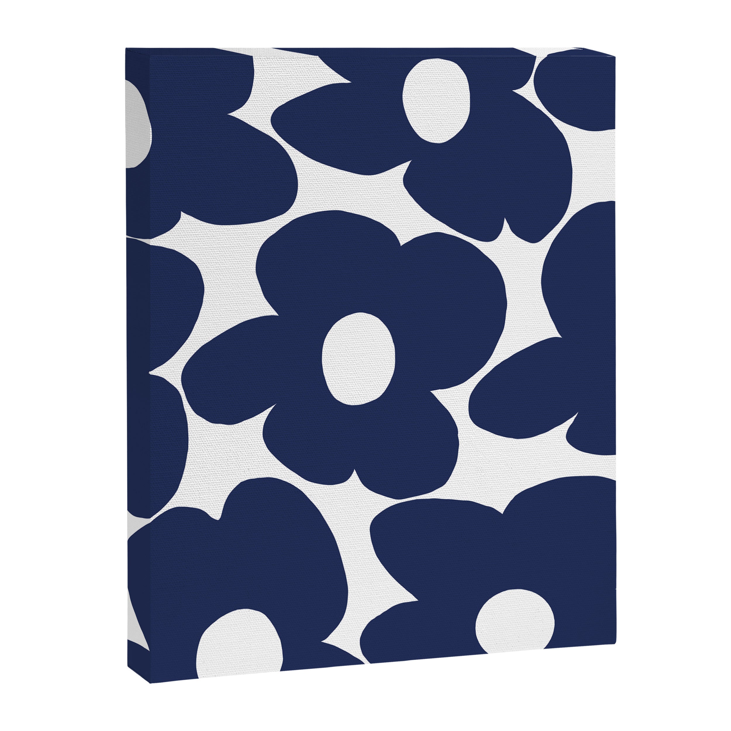Large Dark Blueberry Blue Retro Flowers White Background #decor #society6 #buyart Canvas Print Gallery Image 8