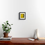 Large Dijon Mustard Yellow Retro Flowers on Dark Branches White Background #decor #society6 #buyart Framed Art Print Gallery Image 2