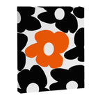 Large Orange and Black Retro Flowers White Background #decor #society6 #buyart Canvas Print Gallery Image 8