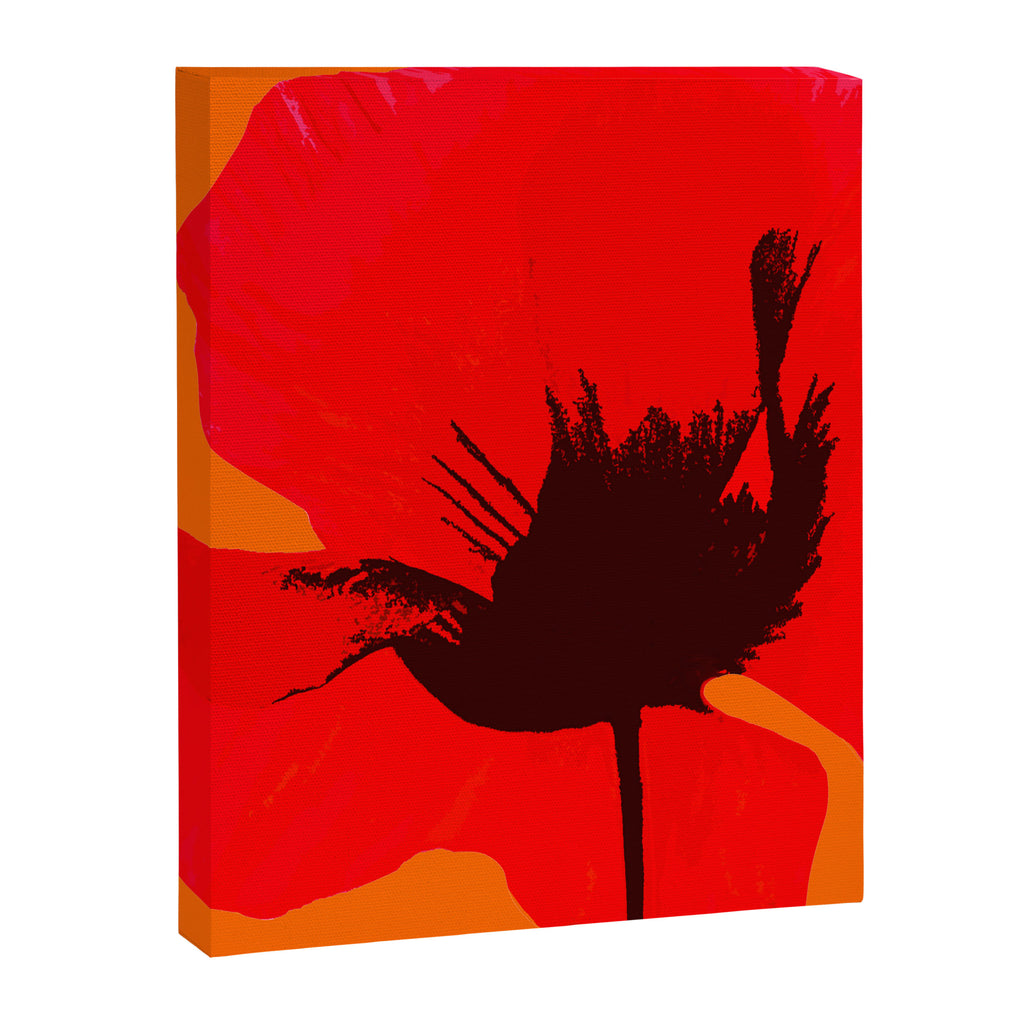 Large Red Poppy Orange Background #decor #society6 #buyart Canvas Print Gallery Image 8