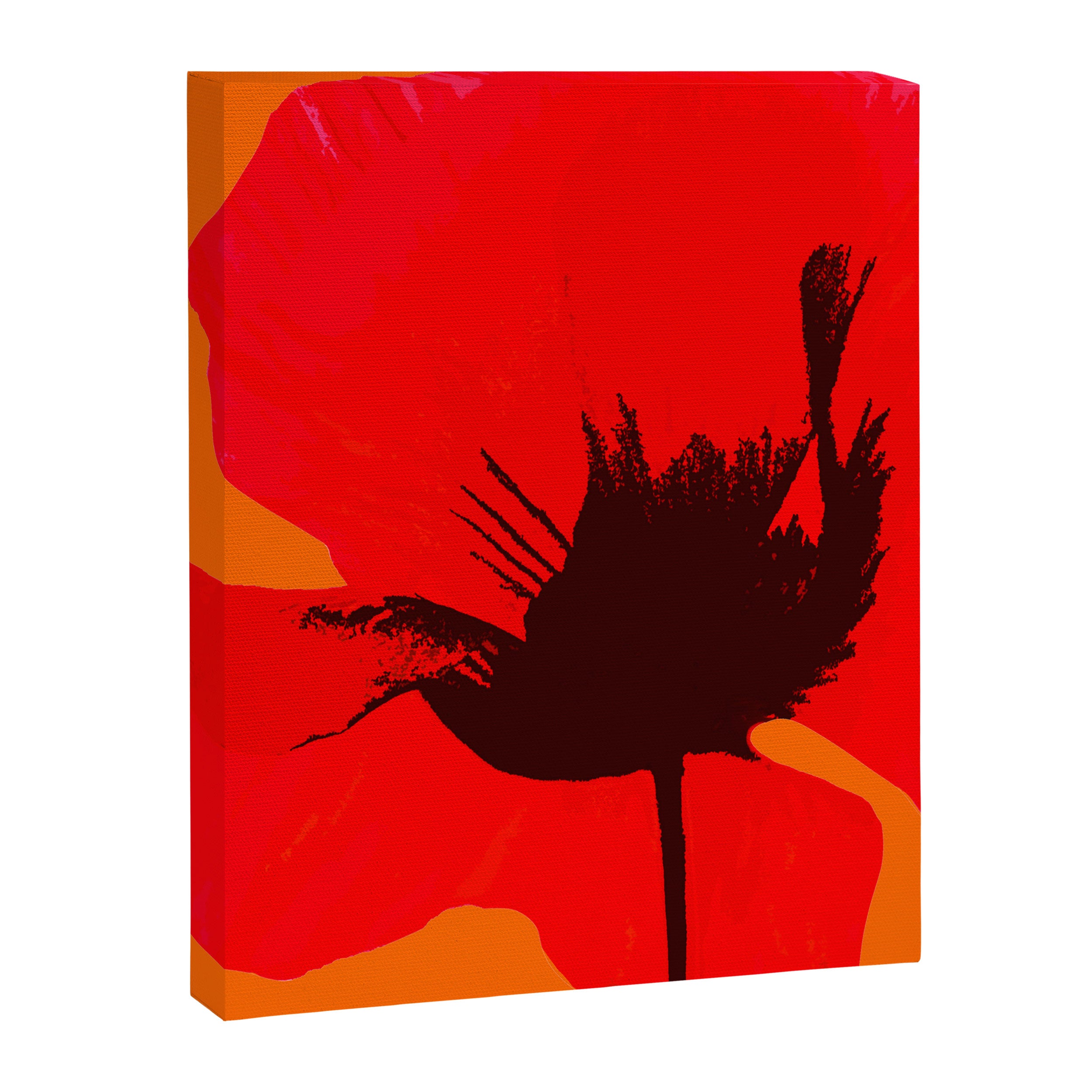 Large Red Poppy Orange Background #decor #society6 #buyart Canvas Print Gallery Image 8