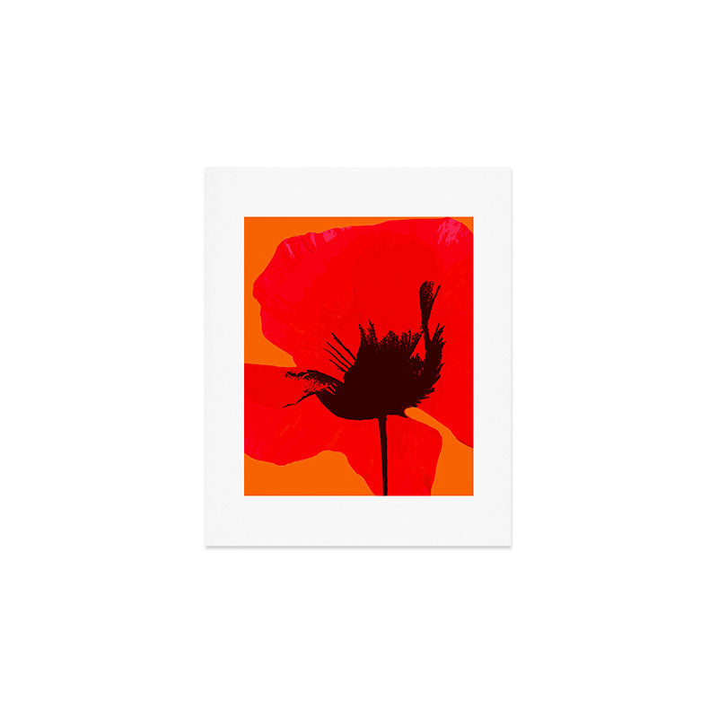 Large Red Poppy Orange Background #decor #society6 #buyart Art Print Gallery Image 1