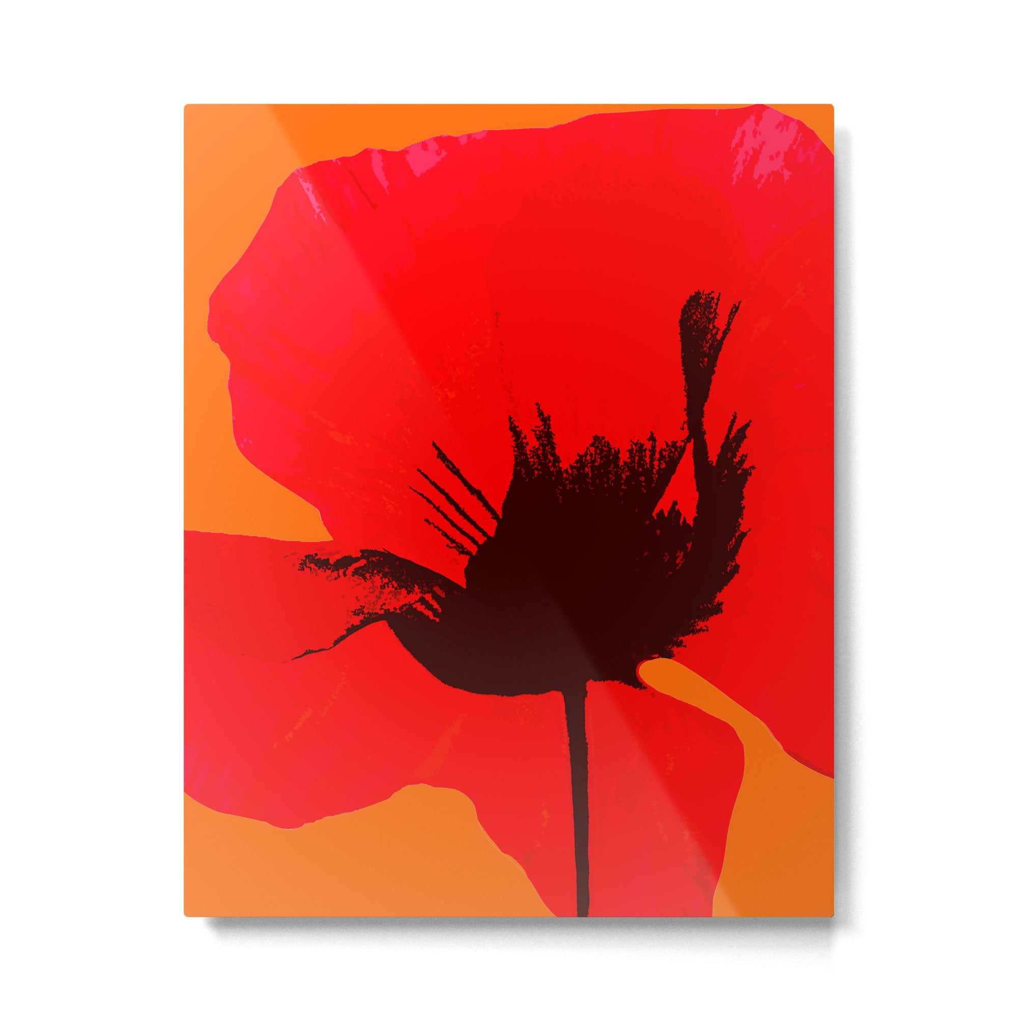 Large Red Poppy Orange Background #decor #society6 #buyart Metal Print Gallery Image 6