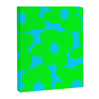 Large Retro Flowers Neon Green Petals Turquoise Background Summer Vibes #decor #society6 #buyart Canvas Print Gallery Image 8
