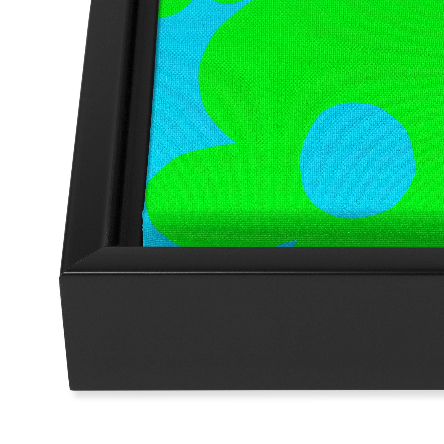 Large Retro Flowers Neon Green Petals Turquoise Background Summer Vibes #decor #society6 #buyart Framed Canvas Print Gallery Image 3