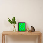 Large Retro Flowers Neon Green Petals Turquoise Background Summer Vibes #decor #society6 #buyart Framed Canvas Print Gallery Image 4