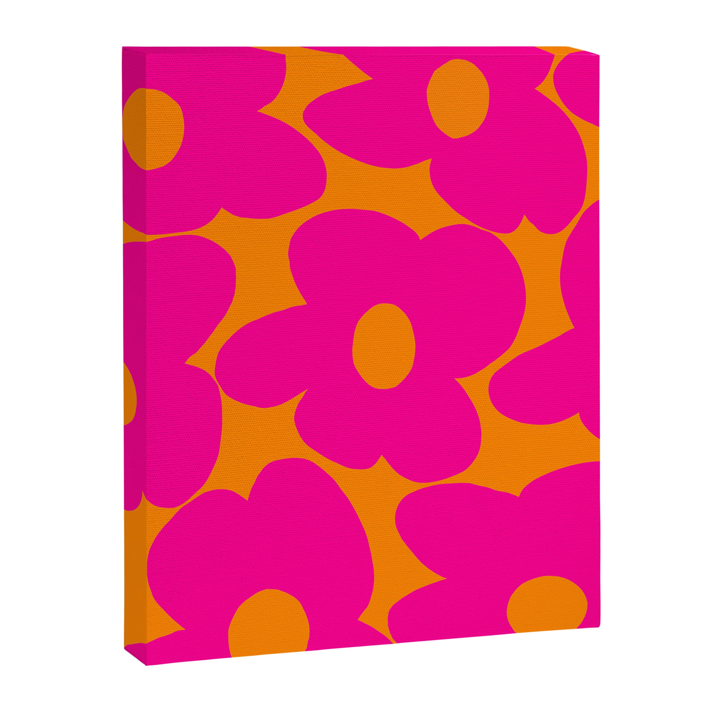 Large Retro Flowers Raspberry Red Petals Orange Background #decor #society6 #buyart  Canvas Print Gallery Image 8