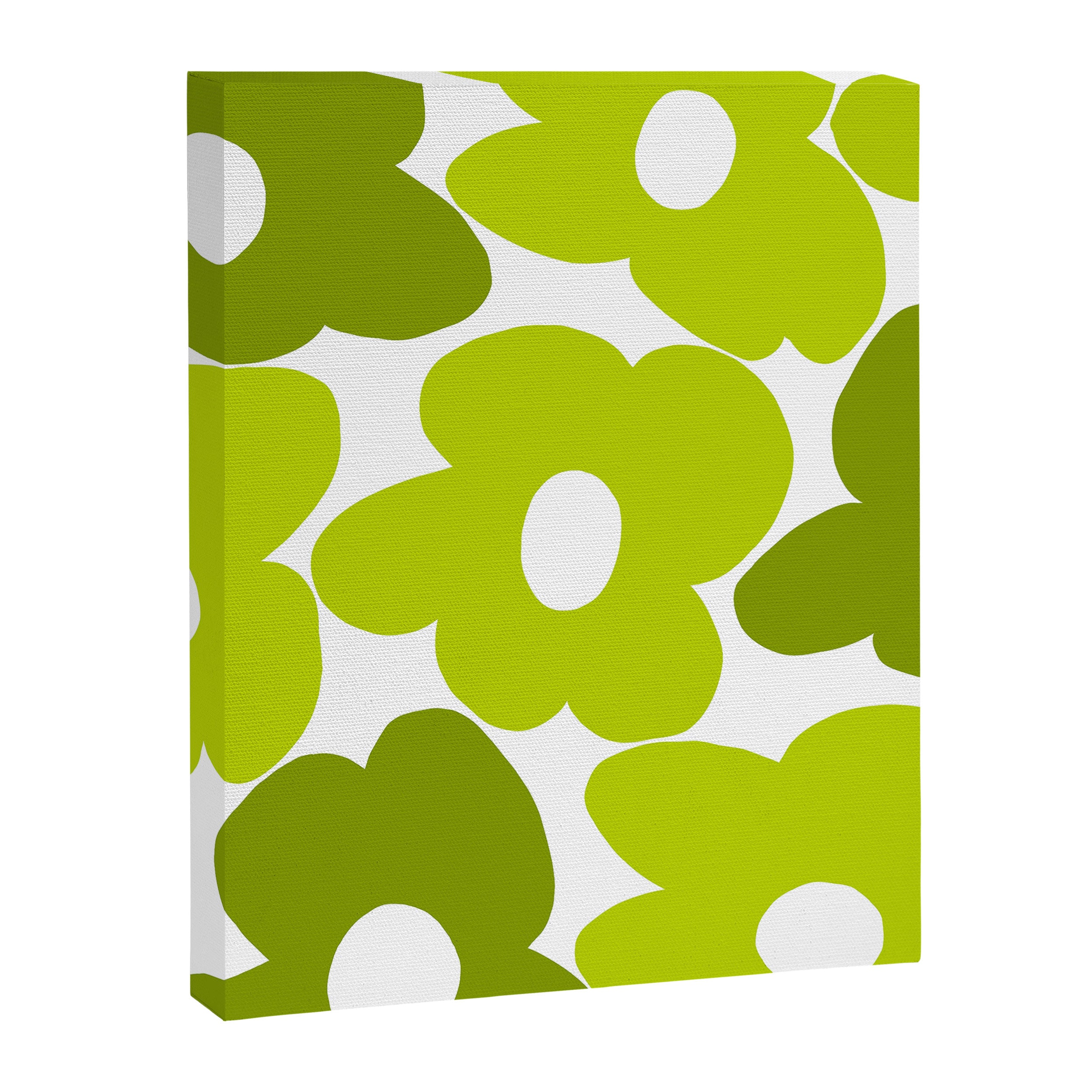 Large Retro Flowers Shades of Spring Green White Background #decor #society6 #buyart Canvas Print Gallery Image 8